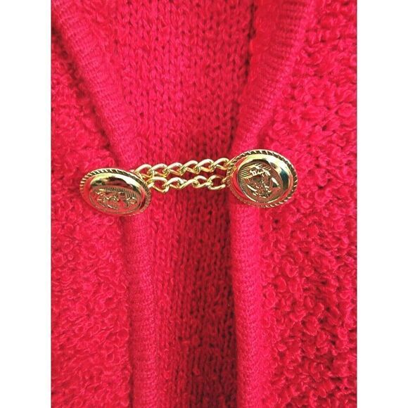 Side Effects Bright Red M Long Sleeve Vintage Acrylic Cardigan Sweater Sz Medium - Picture 3 of 7